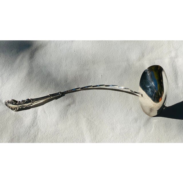 1900 - 1909 Large Antique Silver Plate Punch Bowl Ladle by f.b. Rogers, Baroque Handle For Sale - Image 5 of 12