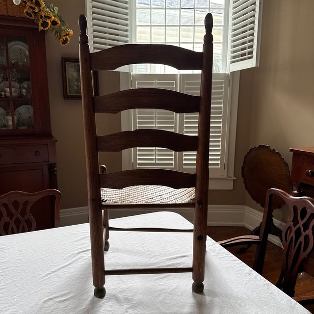 Antique Ladderback Chair With Low / Woven Seat For Sale - Image 4 of 12