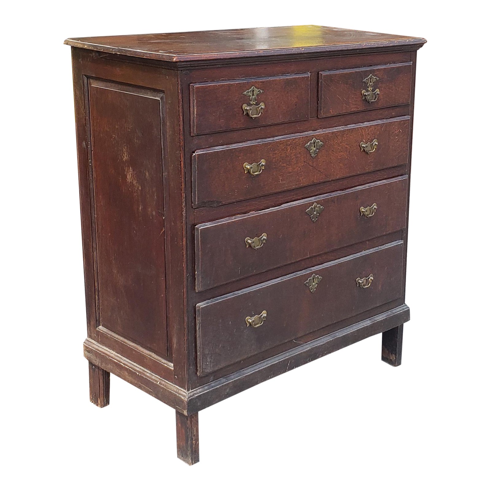 Very Nice Antique English Welsh 2 Over 3 Oak Chest Of Drawers