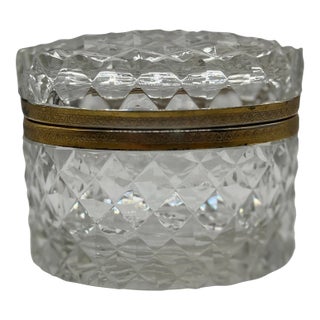 French Baccarat Style Crystal Glass & Ormolu Mounted Oval Casket Box For Sale