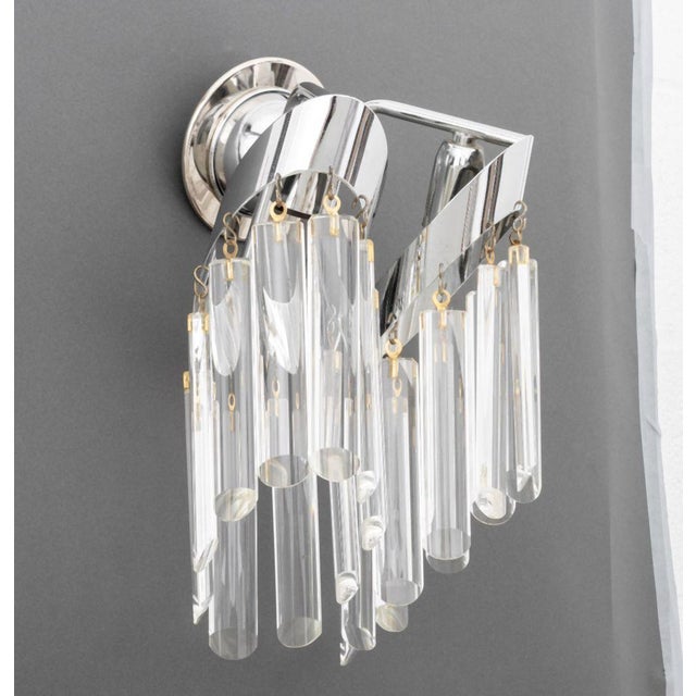 Mid-Century Modern Modern Two-Light Crystal Wall Sconces, Pair For Sale - Image 3 of 8