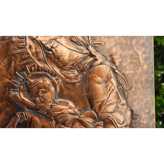 Bas-Relief Painting in Copper wth Mother of God Motif by M.A., 1950s-1970s For Sale - Image 9 of 10