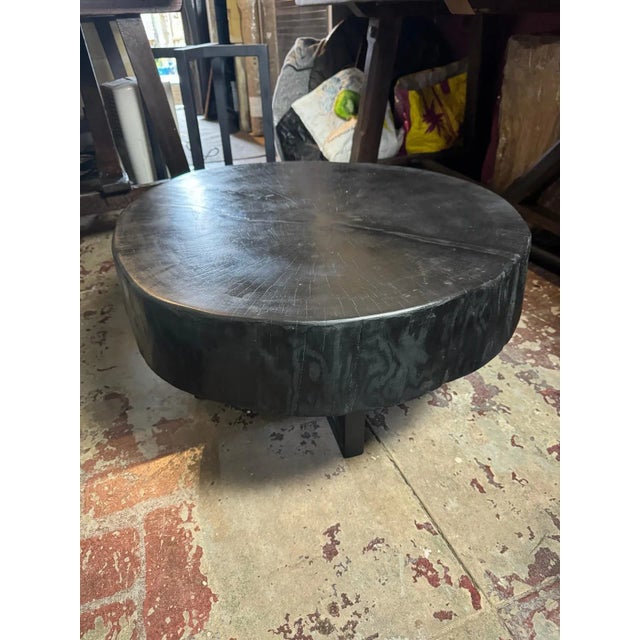 Wabi Sabi Round Coffee Table – Ebonized Black For Sale - Image 4 of 9