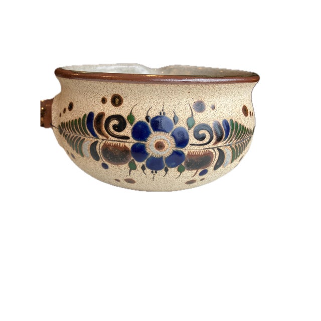 Vintage Mexican Tonala Folk Art Hand Painted Stoneware Ladle Pot For Sale - Image 4 of 11