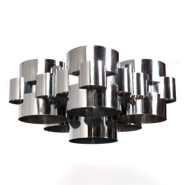 “Cloud” chandelier, by Curtis Jere, manufactured in the mid 1970's. This piece is done in polished stainless steel and...