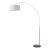 1950s 92" Adjustable Brass Floor Lamp - Mid Century Modern Arc Lamp, White Linen Shade, Black Marble Base For Sale
