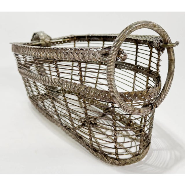 Silver Antique Braided French Silver-Plated Wine Holder For Sale - Image 8 of 10