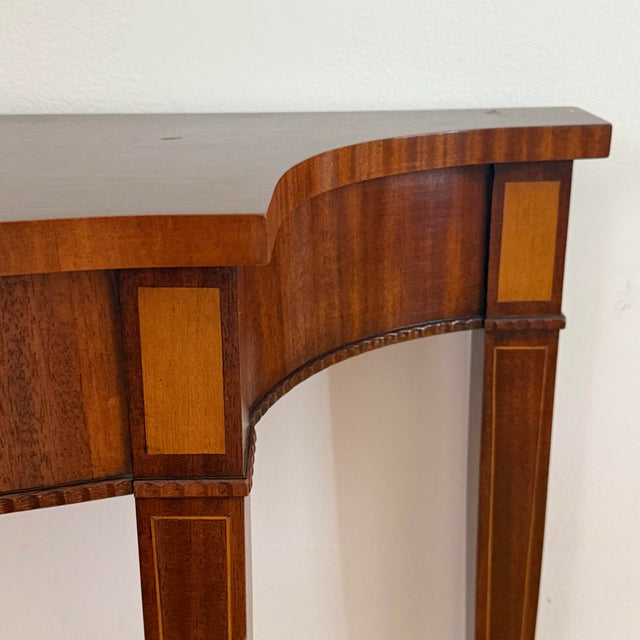 1990s Vintage Federal Style Inlay Console Table For Sale - Image 5 of 11