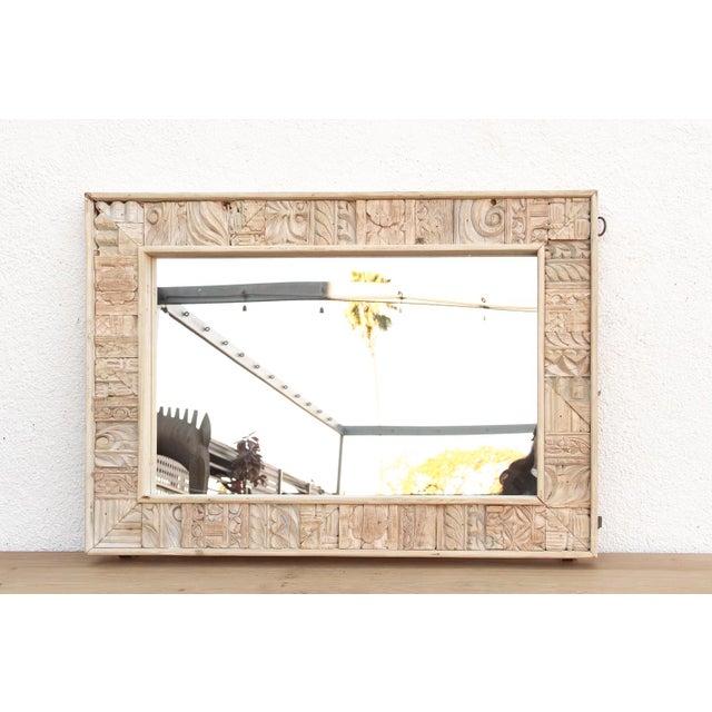 Rustic Bohemian Bleached Wood Mirror For Sale In Los Angeles - Image 6 of 9