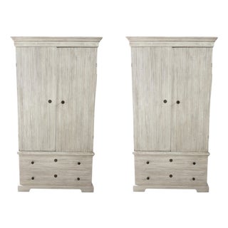 Late 20th Century Pair of Fluted Wood Gustavian Cabinets For Sale