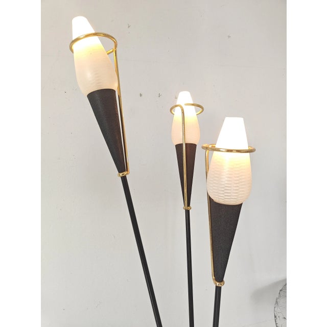 Vintage French Metal and Glass Floor Lamp, 1960 For Sale - Image 4 of 11