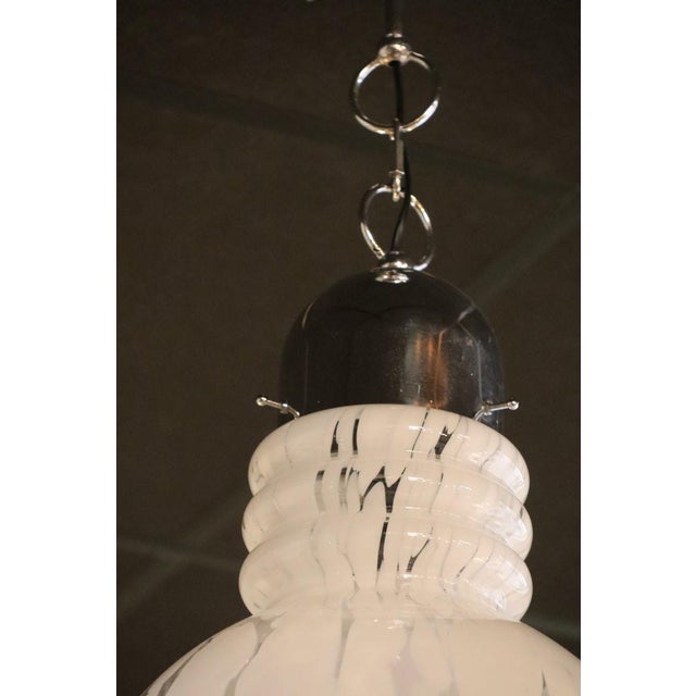 White Italian Vintage Ceiling Lamp in Murano Glass, 1970 For Sale - Image 8 of 14