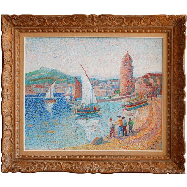 Yvonne Canu, Collioure, Oil on Canvas, in Very Good conditions. Designed 1970 to 1979 This piece is attributed to the...