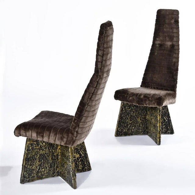 Brown 8 Restored Adrian Pearsall Craft Associates Bronze Brown and Black Brutalist Dining Chairs For Sale - Image 8 of 17