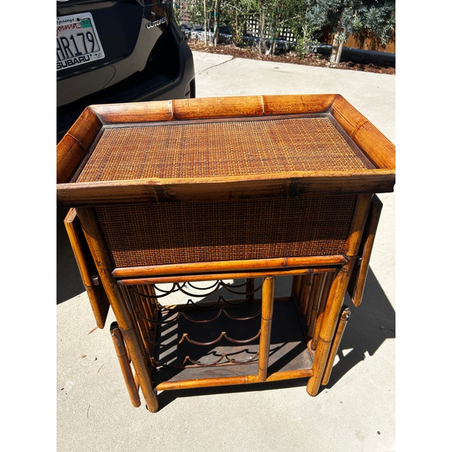 Vintage Bamboo and Rattan Bar Cart For Sale In Sacramento - Image 6 of 6