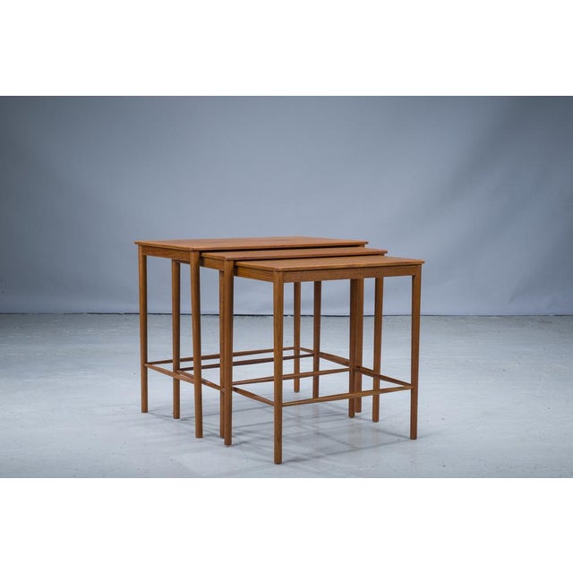 Mid-Cenury Teak Nesting Tables by Kai Winding for Poul Jeppesens, 1960s, Set of 3 For Sale - Image 15 of 15