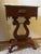 Brown Pair of Vintage Victorian-Style Lyre Harp Base Marble Top Nightstands / Side Tables – Italian Marble, Carved Rose Drawers For Sale - Image 8 of 9