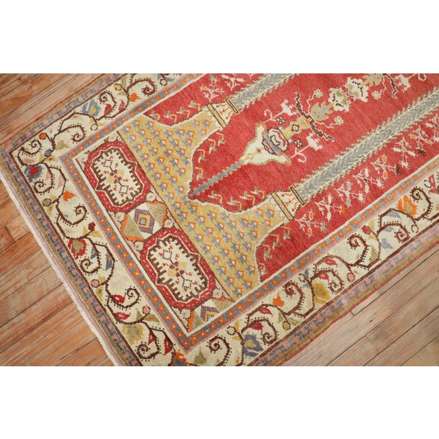 Zabihi Collection Red Vintage Turkish Prayer Rug - 3'3" x 6'1" For Sale - Image 11 of 18