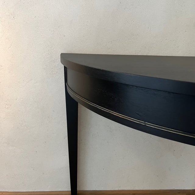 Half-Moon Console Table in Black Patinated Wood, in Very Good conditions. Designed 1960 to 1969