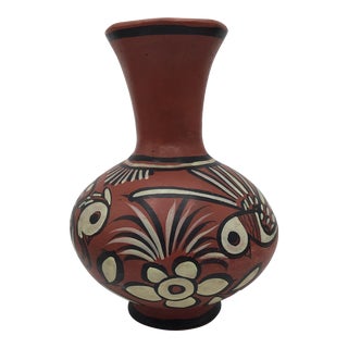 Vintage Native American Style Bird Motif Vase For Sale