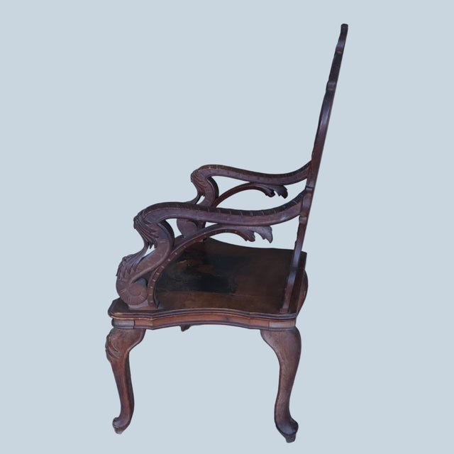 Wood Antique Swiss 19th Century Black Forest Hunting Arm Chair For Sale - Image 7 of 18