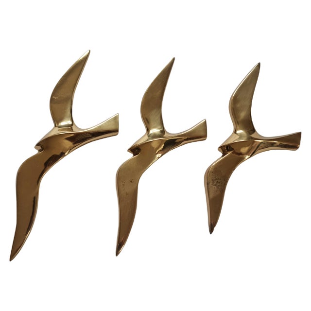 Brass Wall Decor Sculptures of Seagulls, Austria, 1963, Set of 3 For Sale