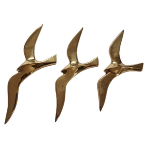 Brass Wall Decor Sculptures of Seagulls, Austria, 1963, Set of 3