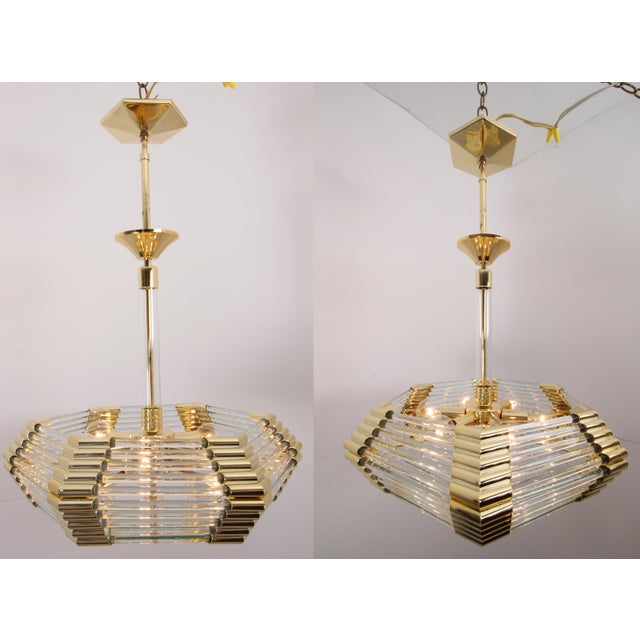 Hanging Glass Rod Chandelier Styled After Bakalowits & Sohne Brass