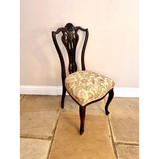Antique Victorian Carved Mahogany Side Chairs, 1880, Set of 2 For Sale - Image 4 of 6
