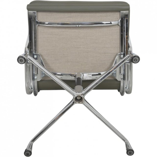 EA208 Chair in Olive Green Leather by Charles Eames, 2000s For Sale - Image 16 of 18