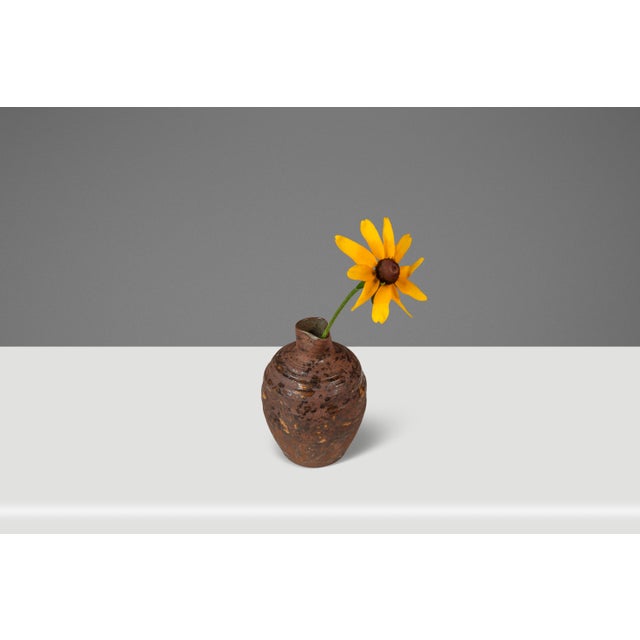 Set of Two (2) Miniature Vintage Ceramic Japanese Shigaraki Yaki Ikebana Flower Vases Vessels, Japan, C. 1960s For Sale - Image 10 of 18