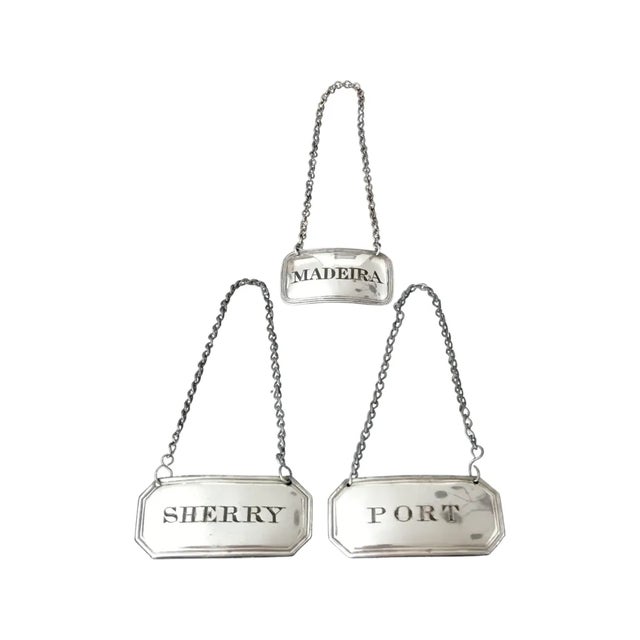 Metal Set of 3 British Silver Sheffield Wine/Liquor Labels Circa 1810: Port, Sherry and Madeira For Sale - Image 7 of 7