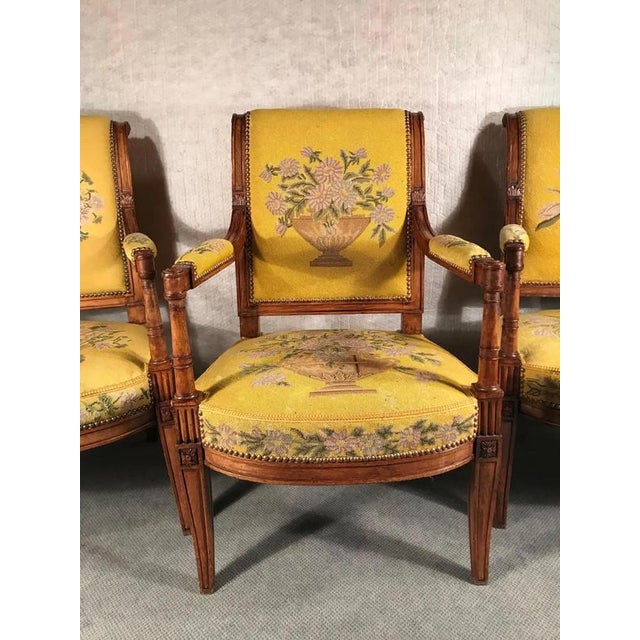 Antique French Armchairs in Directoire Style, 1800s, Set of 3 For Sale - Image 4 of 8
