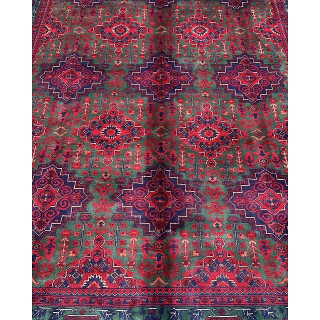 Islamic Afghan Turkmen Ersari Filpai Hand-Knotted Wool Rug, Green Field, 9'10" X 6'7" For Sale - Image 3 of 12