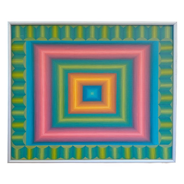 Vintage Geometric Abstract Painting, Signed "LaFollette" For Sale
