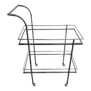 1970s Chrome and Glass Bar Cart For Sale