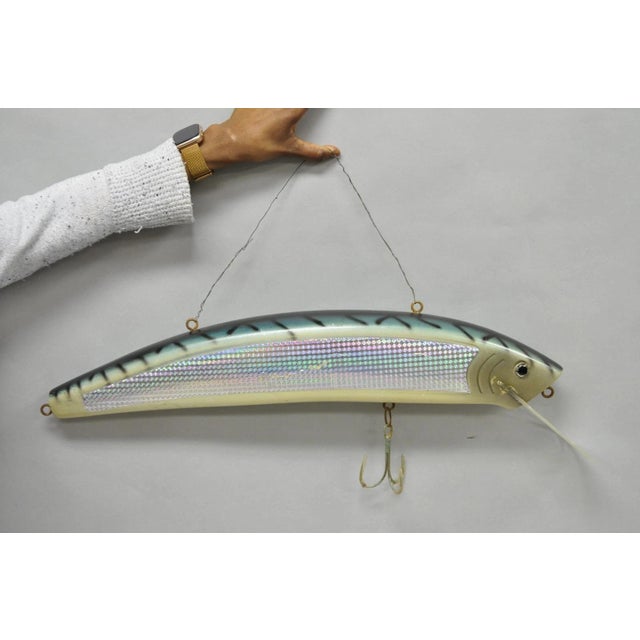 Vintage Wooden Giant Rapala 28” Fishing Lure Hanging Display W / Rainbow Decal For Sale - Image 18 of 18