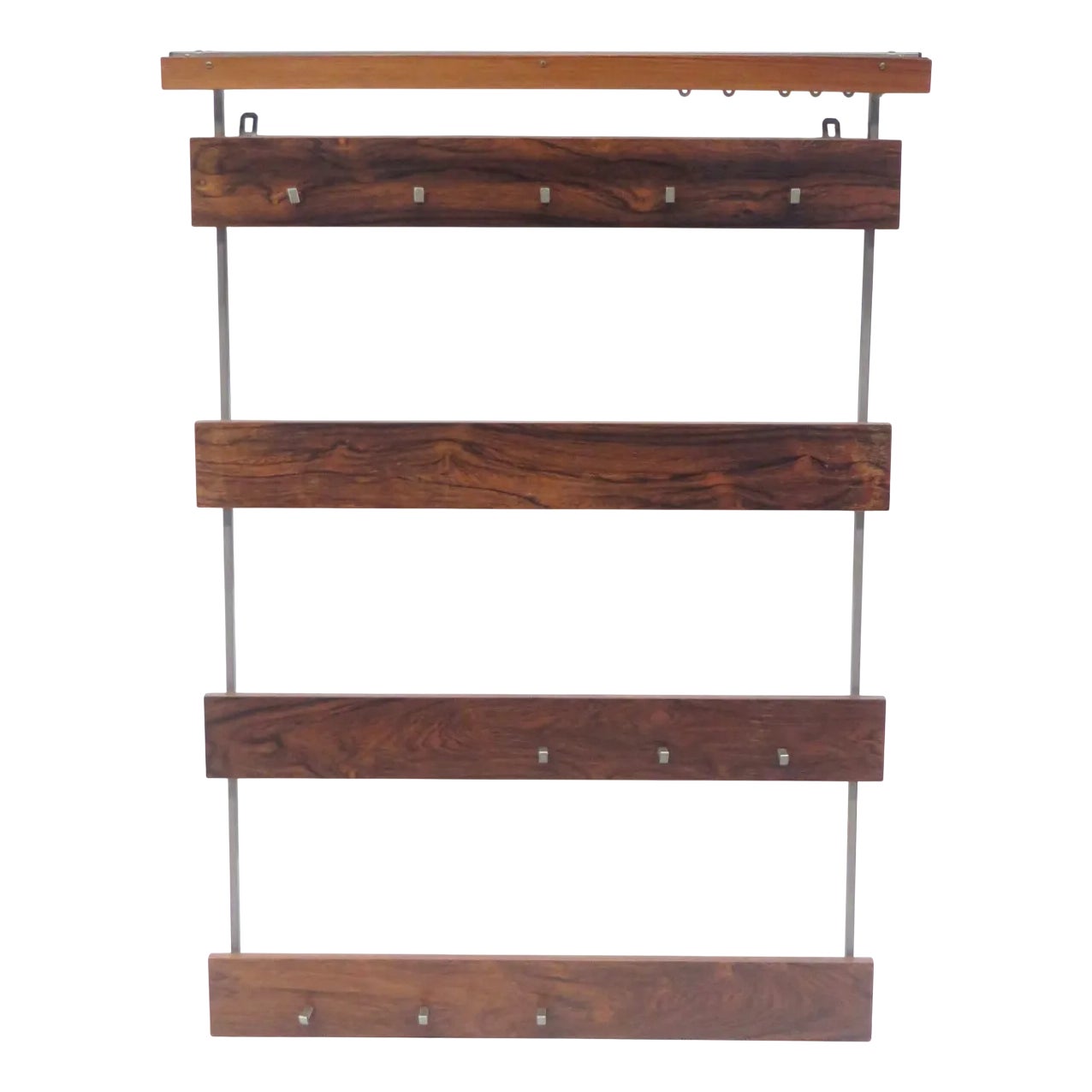Large Rosewood Coat Rack with Hooks, 1960s | Chairish