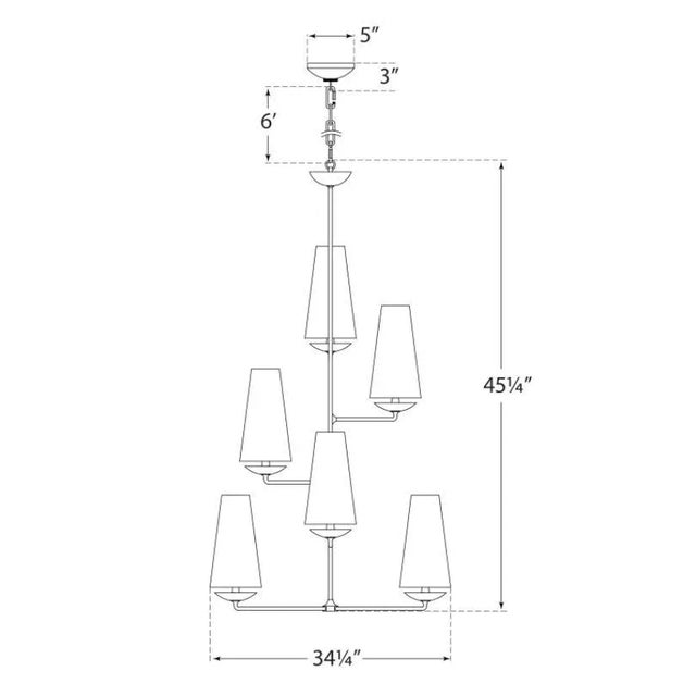 Modern AERIN for Visual Comfort Signature Fontaine Vertical Chandelier in Gilded Plaster with Linen Shades For Sale - Image 3 of 3