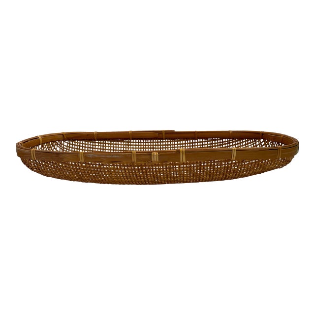 Vintage Loose Weave Long Basket For Sale