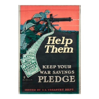 Casper Emerson 'Help Them' Advertising Black & White,Gray,Green,Multicolor,Red Lithograph For Sale