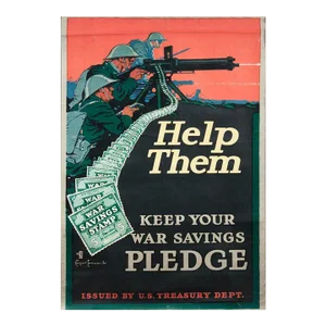 Casper Emerson 'Help Them' Advertising Black & White,Gray,Green,Multicolor,Red Lithograph