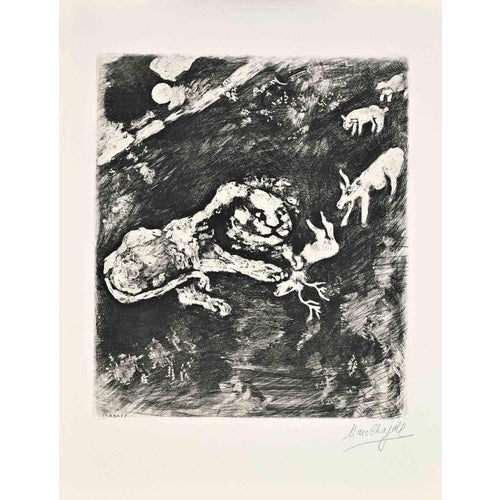 Marc Chagall, The Heifer, the Goat and the Sheep in Society\., Etching by Marc Chagall, 1952, 1950s, Etching For Sale