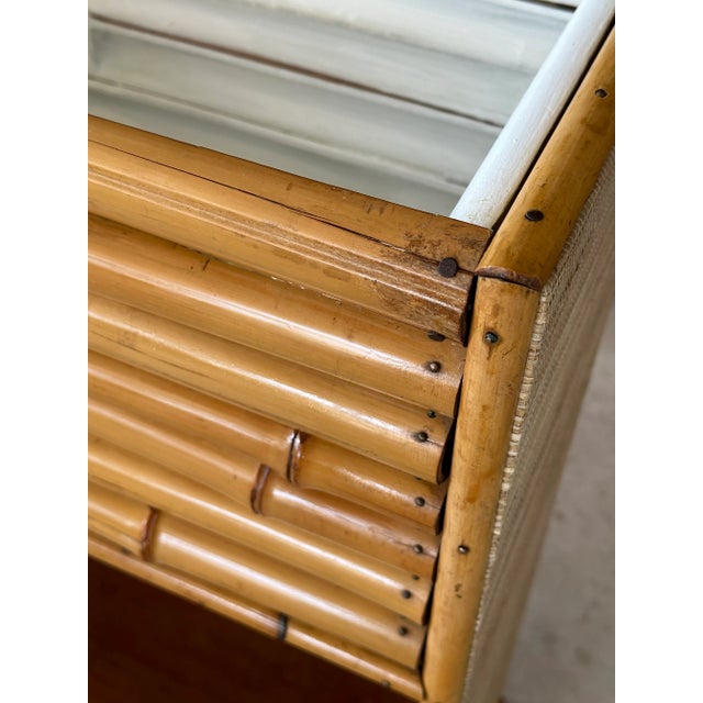 Wood 1950’s Coastal Old Florida Split Bamboo Grasscloth Planter For Sale - Image 7 of 13