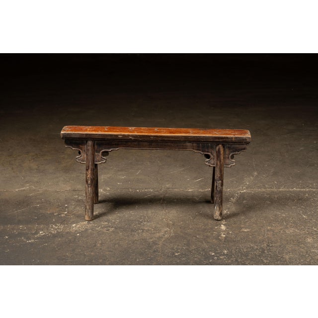 Late 19th Century Rustic East Asian Wooden Prayer Bench For Sale - Image 4 of 8