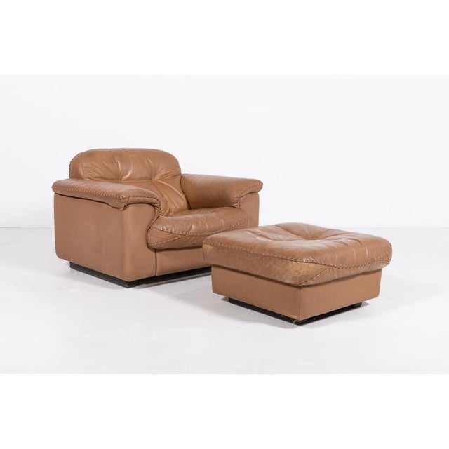 Set of DS 101 Lounge Chair in Brown Leather with Ottoman from de Sede, 1970s For Sale - Image 10 of 10