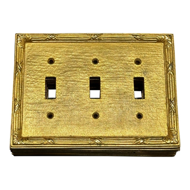 Sherle Wagner Ribbon and Reed Triple Switch Plates For Sale