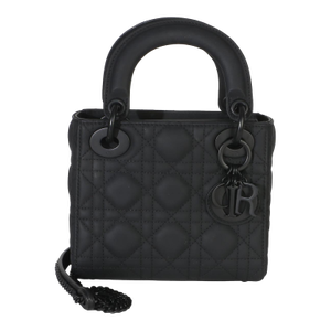 Black Ultra Matte Supple Cannage Calfskin Mini Lady Dior