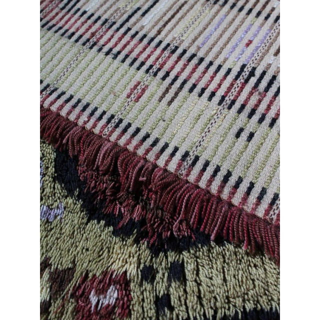 Rustic Swedish Geometric Rya Wool Rug, 1900s For Sale - Image 3 of 6
