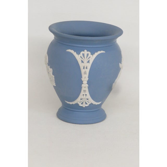 This charming Matte Blue Jasperware Small Vase was Made in England by Wedgwood. A darling example of fine English...